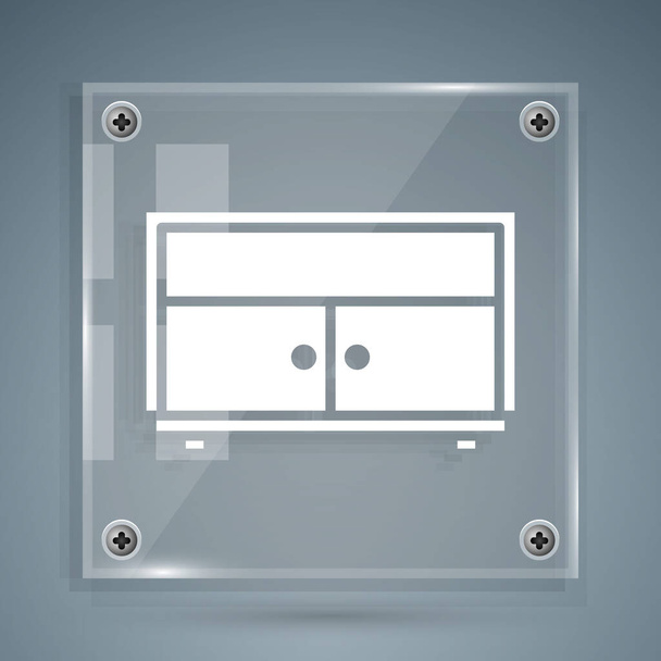 White Chest of drawers icon isolated on grey background. Square glass panels. Vector Illustration - Vector, Image