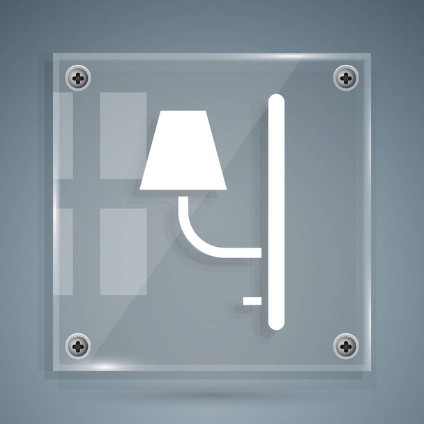 Fehér fali pogácsa ikon elszigetelt szürke háttér. Fali lámpa fény. Négyzet alakú üvegtáblák. Vektorillusztráció - Vektor, kép