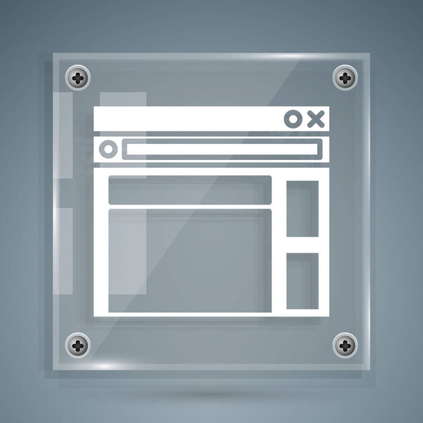Icono de plantilla de sitio web blanco aislado sobre fondo gris. Protocolo de comunicación por Internet. Paneles cuadrados de vidrio. Ilustración vectorial
 - Vector, imagen