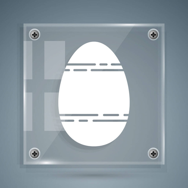 White Easter egg icon isolated on grey background. Happy Easter. Square glass panels. Vector Illustration - Wektor, obraz