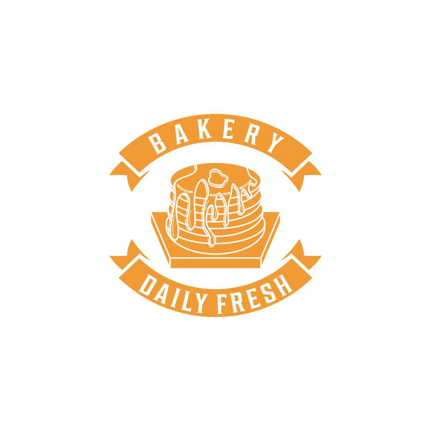 pancake, vintage bakery logo Ideas. Inspiration logo design. Template Vector Illustration. Isolated On White Background - Vector, Image