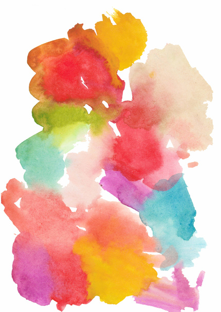 Μεγάλο χρώμα νερού κόκκινο, ροζ, κίτρινο, λιλά, μπλε, πράσινη υφή. Πολύχρωμη ζωγραφισμένη στο χέρι απεικόνιση σε λευκό απομονωμένο φόντο. Σχεδιασμός για μέσα κοινωνικής δικτύωσης, προσκλήσεις γάμου. - Φωτογραφία, εικόνα