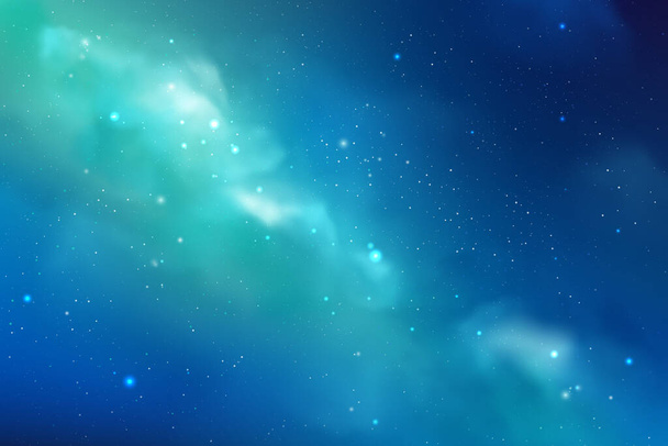 Fundo Cosmos com poeira estelar realista, nebulosa e estrelas brilhantes. Cenário colorido da galáxia
. - Vetor, Imagem
