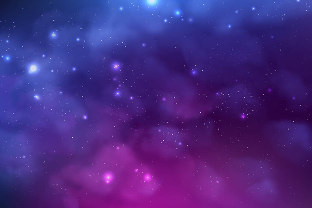 Cosmos sfondo con polvere di stelle realistiche, nebulosa e stelle brillanti. sfondo galassia colorato
. - Vettoriali, immagini