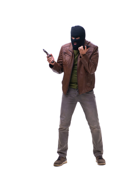Robber portant une cagoule isolée sur fond blanc
 - Photo, image