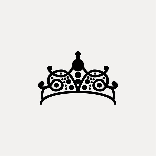 Princes tiara στέμμα ή βασιλικό diadem λογότυπο Ιδέες. Σχεδιασμός λογότυπου έμπνευσης. Εικονογράφηση διανύσματος προτύπου. Απομονωμένο σε λευκό φόντο - Διάνυσμα, εικόνα