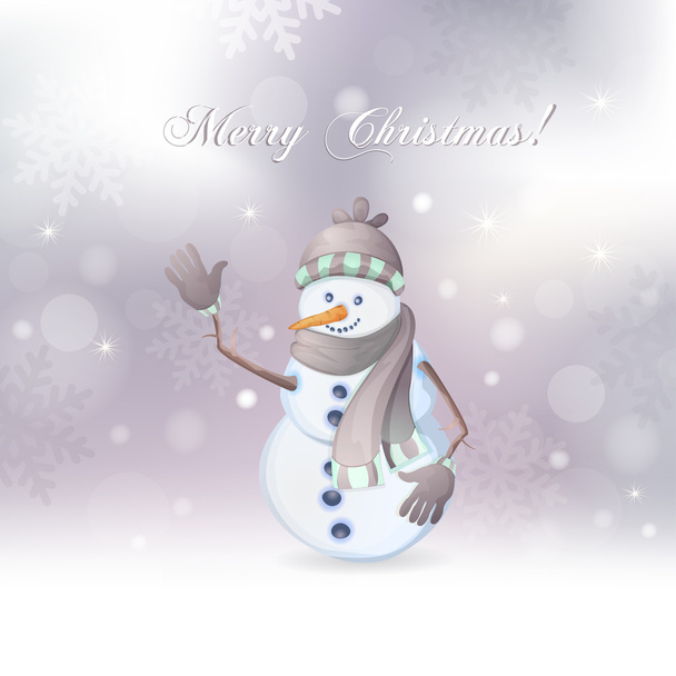 Ilustración de Navidad con muñeco de nieve lindo
 - Vector, Imagen