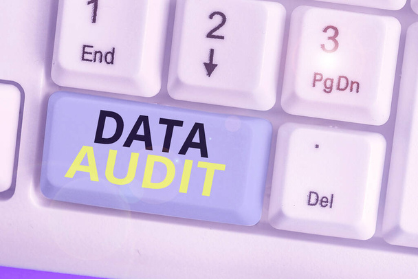 Fogalmi kézírás mutatja Data Audit. Üzleti fotók szövegének auditálása az adatok minőségének egy adott célra történő értékelése érdekében. - Fotó, kép