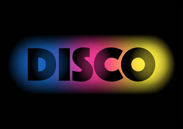 Vector illustration of the word disco on colourful background, gradient mesh - Vetor, Imagem