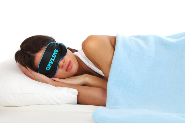 offline beauty woman sleep on the pillow isolated on white - Фото, зображення