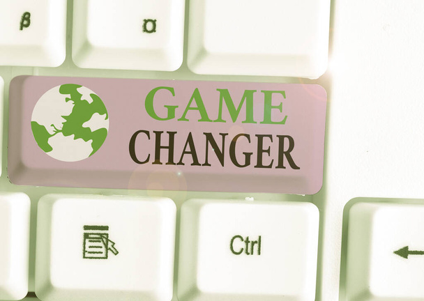 Sinal de texto mostrando Game Changer. Modo de foto conceitual que afeta uma grande mudança na maneira atual de fazer
. - Foto, Imagem