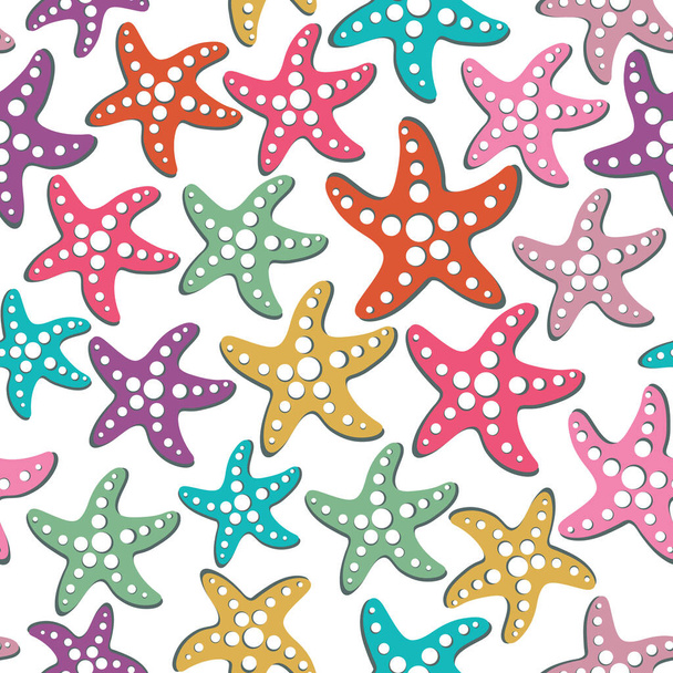 Vector seamless pattern with sea stars - Vector, Image