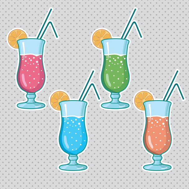 set van alcoholhoudende cocktails geïsoleerd op witte achtergrond - Vector, afbeelding