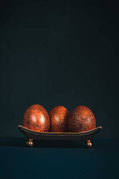 golden decorated easter eggs - Photo, Image