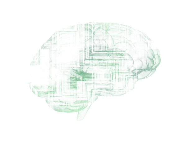Egy absztrakt illusztráció egy elektronikus áramköri lap agy profil, ai mesterséges intelligencia koncepció - Fotó, kép