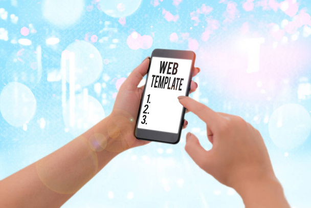 Signo de texto mostrando Plantilla Web. Foto conceptual prediseñada o enchufable en la página web o conjunto de páginas web HTML
. - Foto, Imagen
