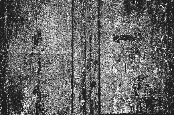 Distress old rusted peeled, scrathed metal vector texture with cracked paint. EPS8 illustration. Black and white grunge background. - Vector, Image