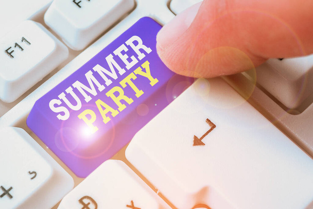 Text sign showing Summer Party. Conceptual photo social gathering held during summer season or school break. - Photo, Image