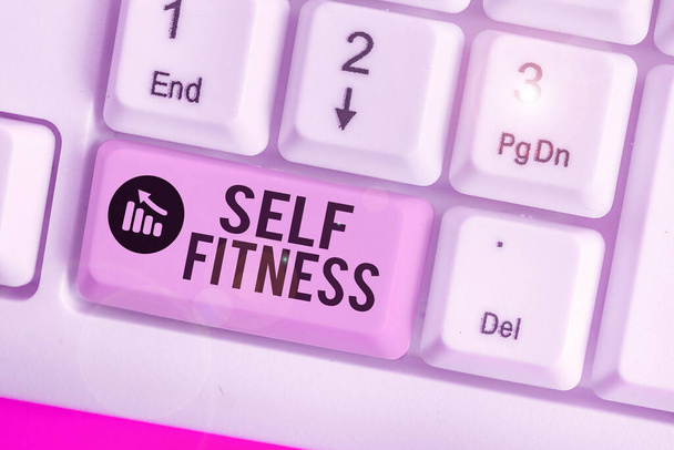 Käsitteellinen käsin kirjoittaminen osoittaa Self Fitness. Business valokuva teksti terveydentila ja hyvinvointi ja kyky suorittaa
. - Valokuva, kuva