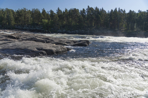 VINDELALVEN, wild river and rapids, north of Sweden, during summer - Foto, Imagen