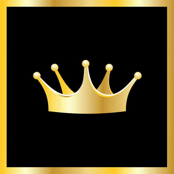 Golden crown in golden frame - Vector, Image
