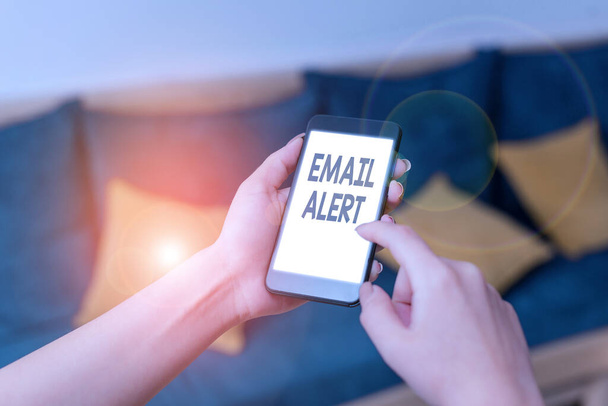 Słowo pisanie tekstu Email Alert. Koncepcja biznesowa dla e-maili generowanych automatycznie i wysyłanych do wyznaczonych odbiorców. - Zdjęcie, obraz
