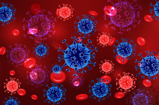 Kovid-19 is voor het eerst ontdekt in januari 2020 in de Chinese stad Wuhan. Close-up virus van het corona virus. - Foto, afbeelding