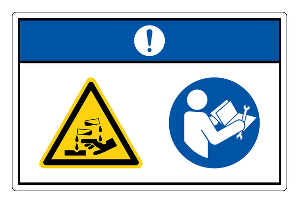 Informacja Chemical Hazard Read Technical Manual Before Servicing Symbol Sign, Ilustracja wektora, Izolacja na białym tle etykiety. EPS 10  - Wektor, obraz