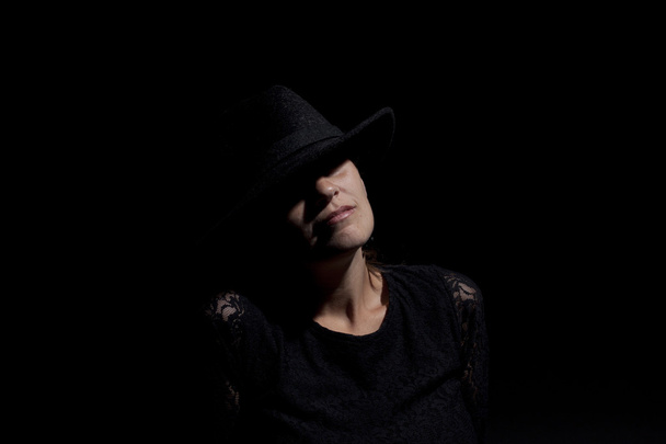 Woman with black hat - Photo, Image