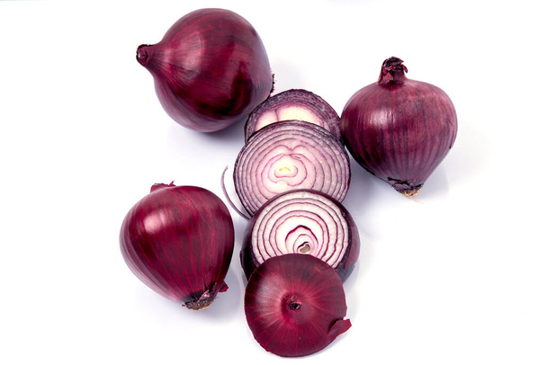 red onions on a white background - Photo, Image