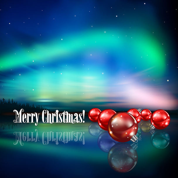 Αφηρημένη Χριστούγεννα χαιρετισμό με διακοσμήσεις και αστέρια - Διάνυσμα, εικόνα