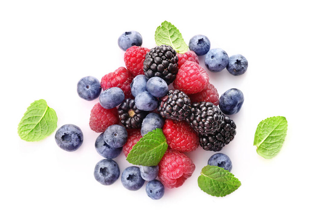 Fresh summer berries isolated on white background - Photo, image
