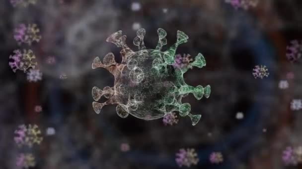 Rapidly mutating different viruses dancing over defocused dark background. - Footage, Video