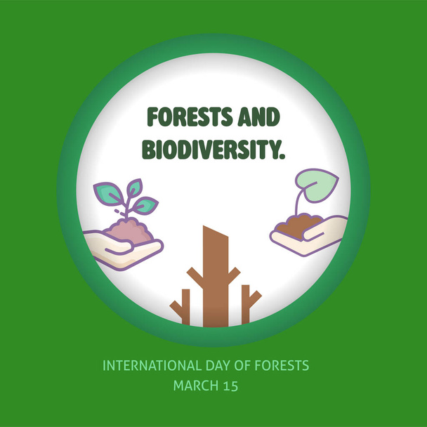 Entwurf für den Internationalen Tag des Waldes am 21. März in Vektorillustration. - Vektor, Bild