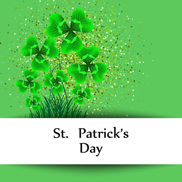 Saint Patricks Day green vector border with clover shamrock leaves. Irish festival celebration greeting card design background. - Vecteur, image