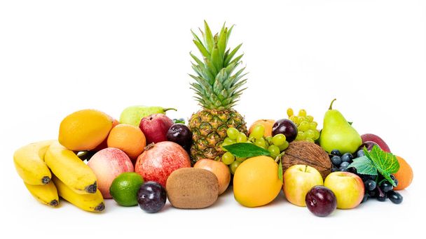 Mix of Fresh Organic Fruits isolated on white background  - Foto, Imagen