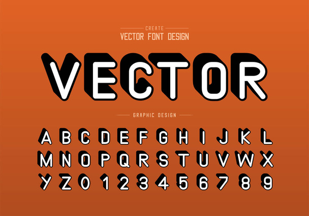 Fonte de sombra e vetor de alfabeto, letra de tipo e design de número
 - Vetor, Imagem