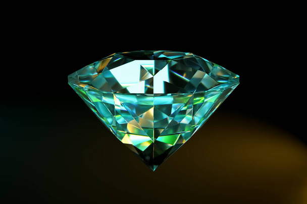 3D renderizar diamante fotorealista isolado em um fundo preto. Conceito de luxo de valor de domesticação Espaço de cópia
 - Foto, Imagem