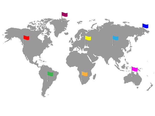 Значок вектора карты мира с флагами, изолированными на белом
 - Вектор,изображение