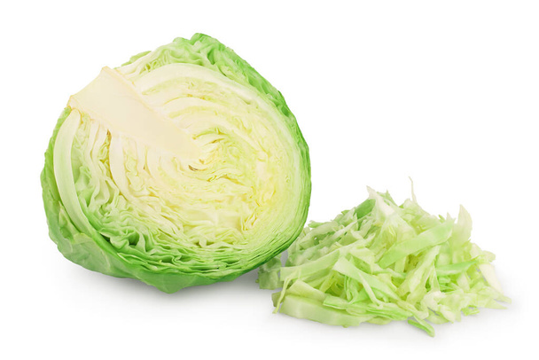 Green cabbage isolated on white background with clipping path and full depth of field. - Φωτογραφία, εικόνα