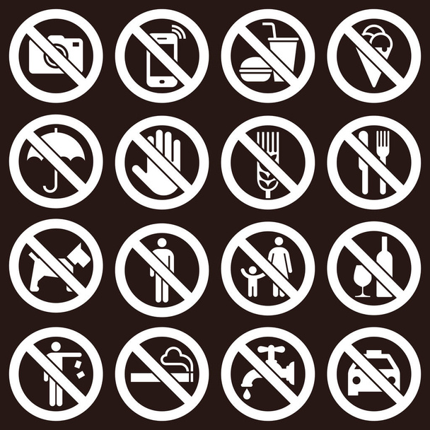 Prohibition signs on dark background - Vector, Image