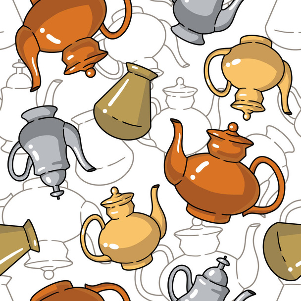 Vector seamless pattern with kettles - Vector, Image