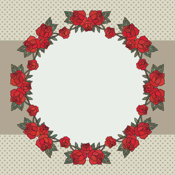 Vector old school frame with roses and text place - Vector, Image