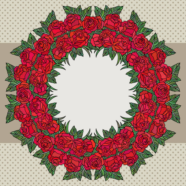 Vector old school frame with roses and text place - Vecteur, image