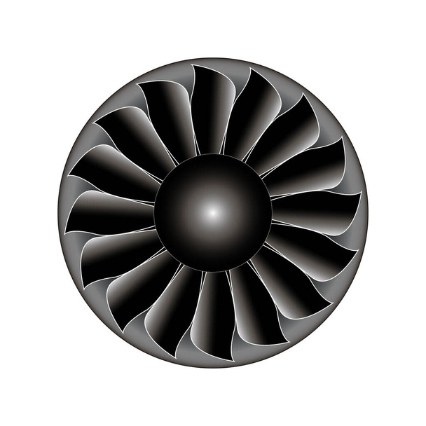 Repülőgép-turbina elülső kilátás elszigetelt fehér háttér vektor illusztráció. - Vektor, kép