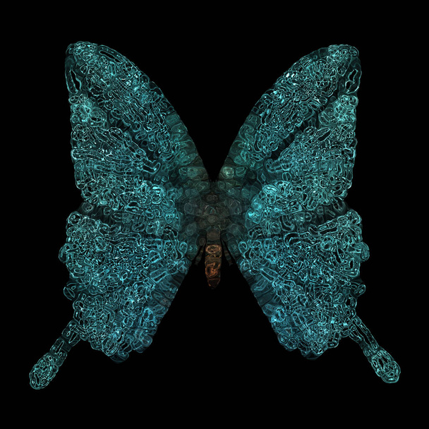 Borboleta abstrata feita de partículas, ilustração borboleta fantasia digital
. - Foto, Imagem