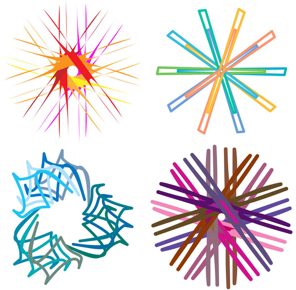 Mandalas abstractos circulares y radiales de colores, motivos, elementos de diseño de decoración. Formas de arte geométricas y abstractas generativas
 - Vector, Imagen