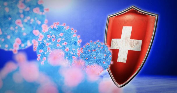 taistelu Sveitsin kanssa coronavirus - 3D renderöinti
 - Valokuva, kuva