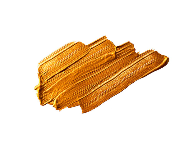 Coup de pinceau barbouillé de peinture dorée - Vernis à ongles dorés barbouillage
  - Photo, image