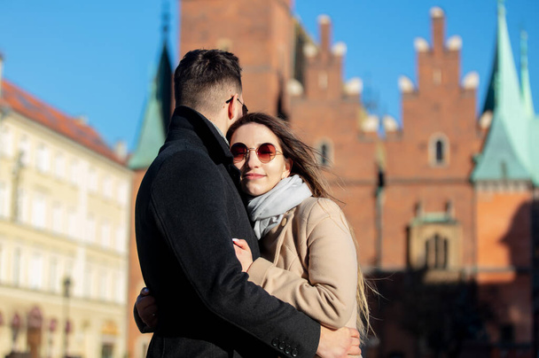 young couple on a city street in Wroclaw, Poland - Fotografie, Obrázek